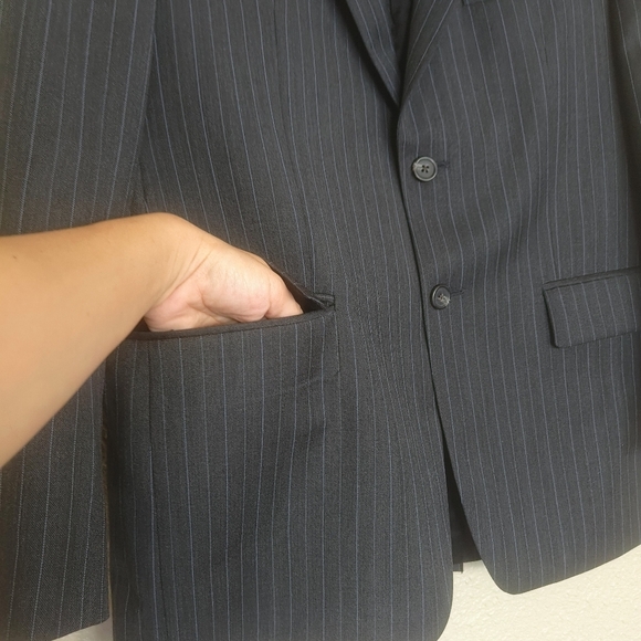 LAUREN RALPH LAUREN Navy Blue White Stripes Dress blazer Sz 40S Wool Mens Button - Picture 5 of 13